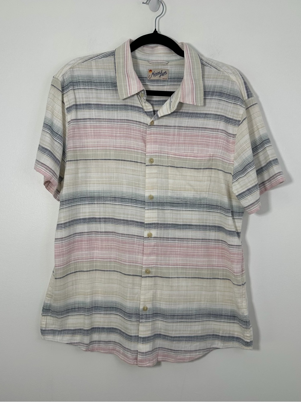 Marine Layer Men’s Medium Striped Short Sleeve Button Up Shirt